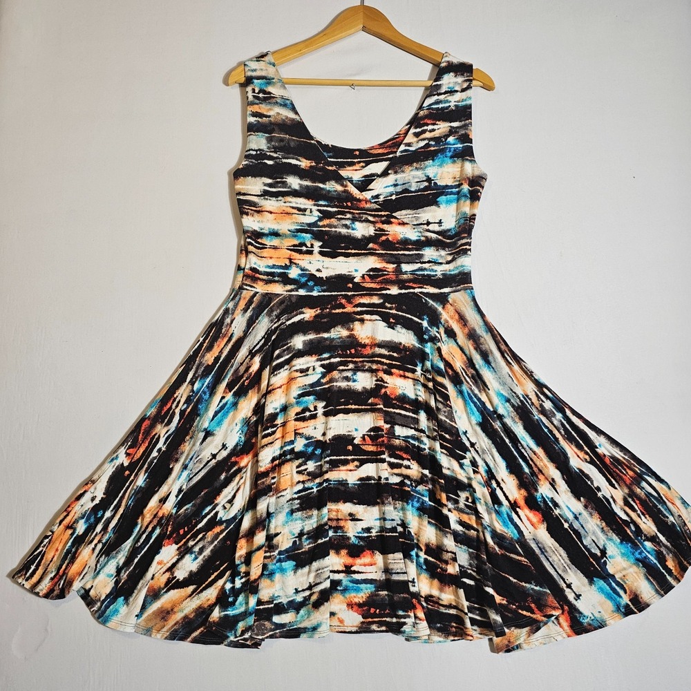 Cynthia Rowley Fit & Flare Dress Women Medium Multicolor Abstract Tie Dye Summer